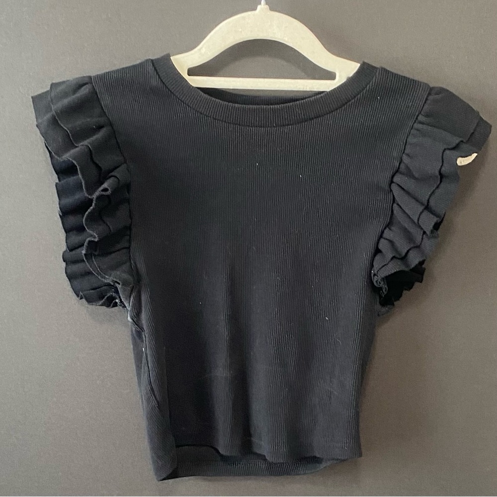 Black Ruffle Sleeve Zara Top Size S